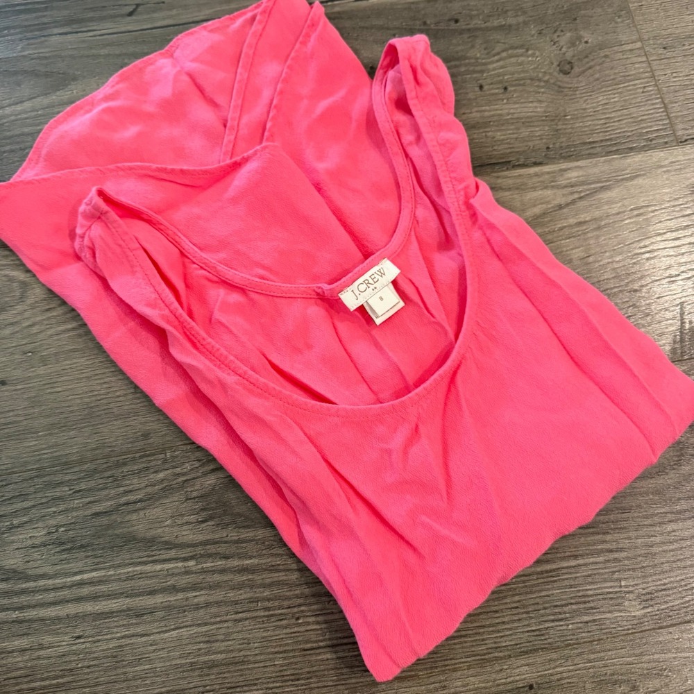 J.Crew Neon Pink Viscose Scoop Neck Tank Top G3580 Womens 8